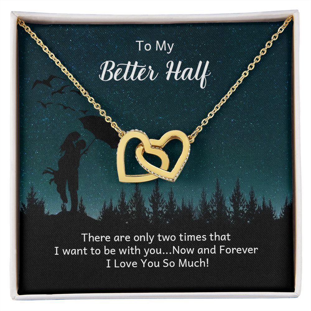 Better Half Only Two Inseparable Hearts CZ Necklace Gold Tone Standard Box